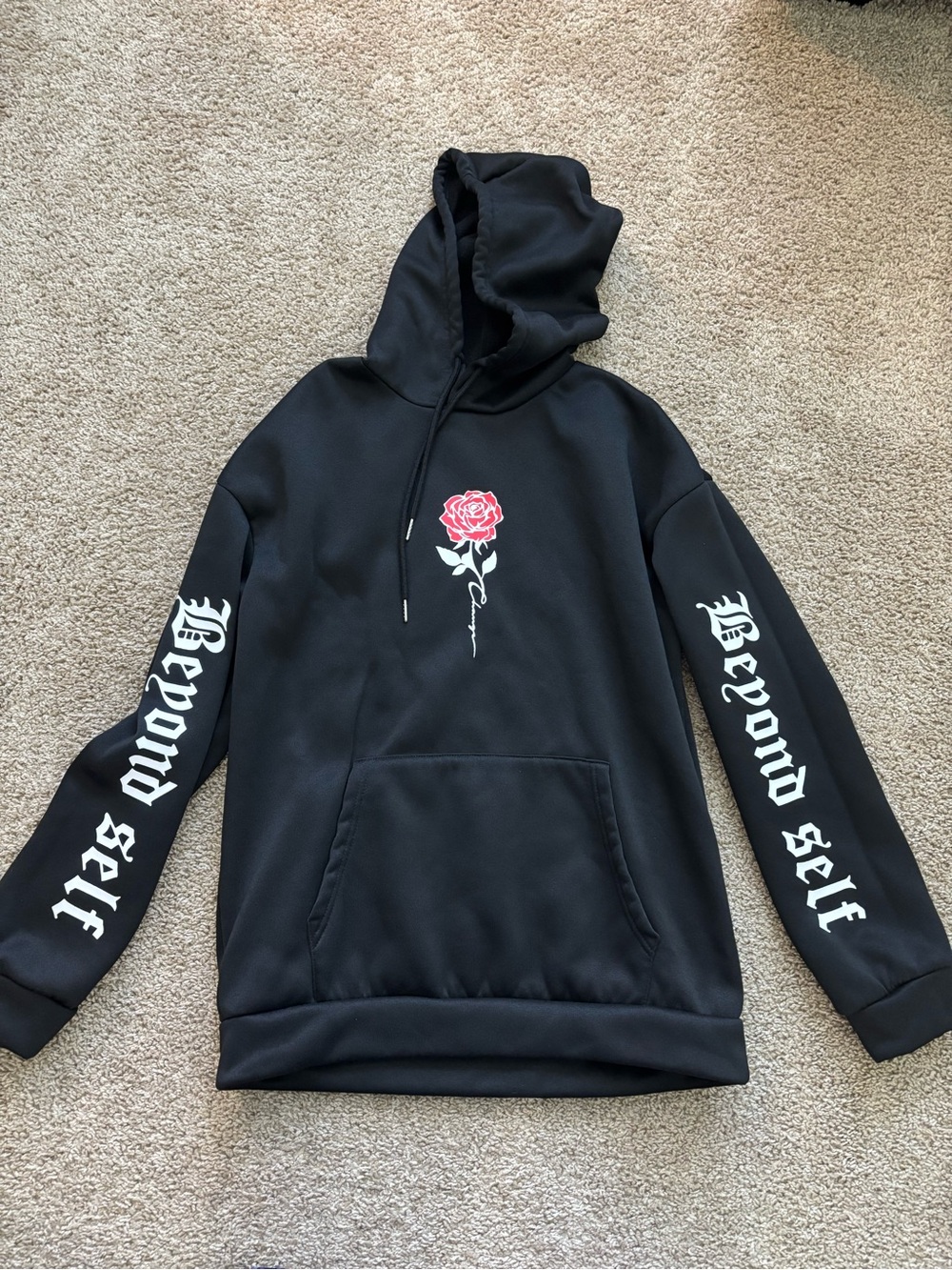 Beyond Self Black Rose Pullover Hoodie and matching sweat pants